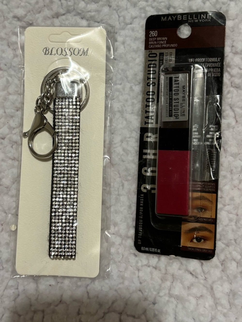 NWT 2 pc. Bundle Beautiful Key Chain & Mabelline 36HR Tattoo Studio Brow Tint